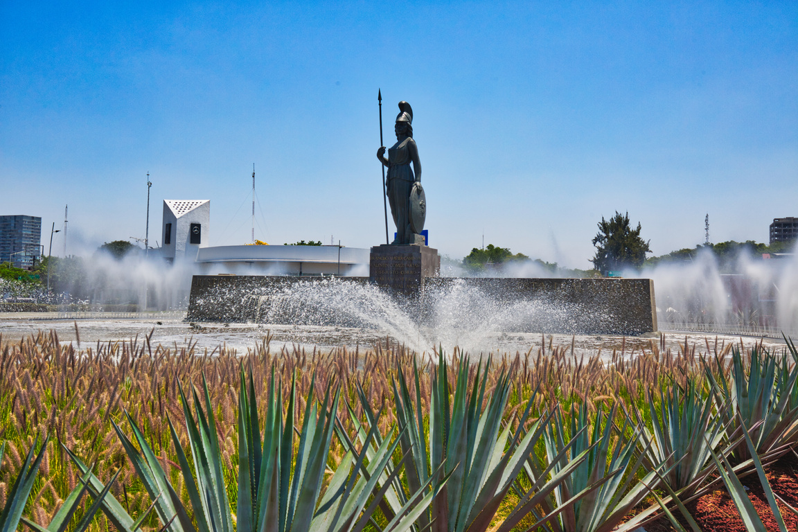 Gudalajara, Mexico-10 April, 2018: Landmark Minerva monument in Guadalajara historic centert
